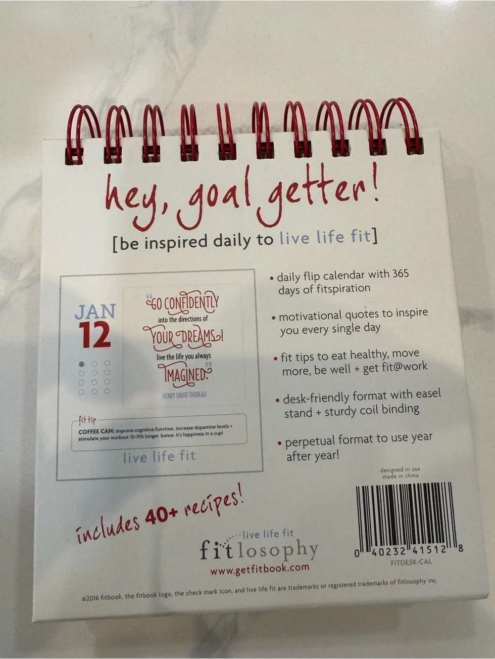 fitbook Make Today Count Desk Calendar - Black & Red